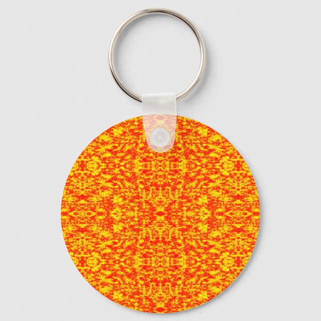Abstract Fractal In Red And Orange Key Ring (Front)