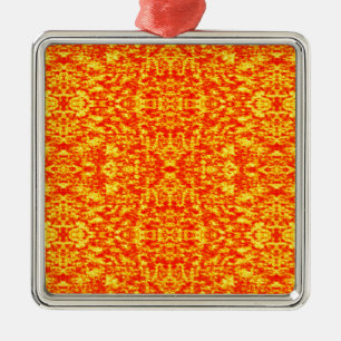 Abstract Fractal In Red And Orange Metal Tree Decoration
