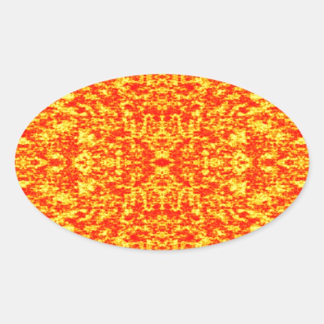 Abstract Fractal In Red And Orange Oval Sticker (Front)