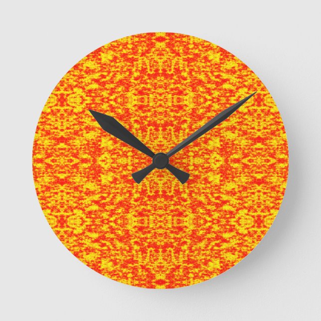 Abstract Fractal In Red And Orange Round Clock (Front)