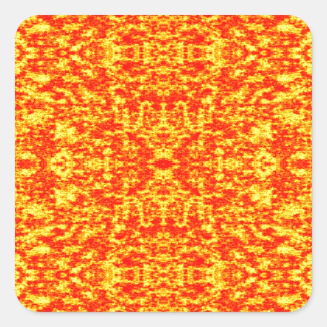 Abstract Fractal In Red And Orange Square Sticker (Front)