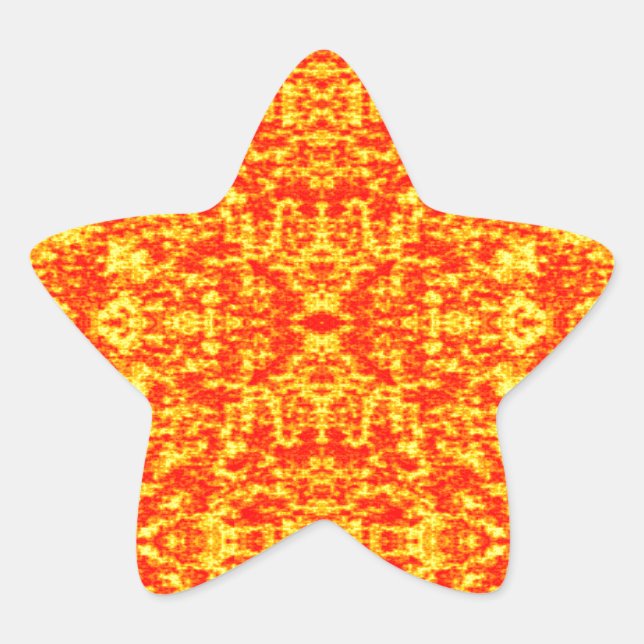 Abstract Fractal In Red And Orange Star Sticker (Front)