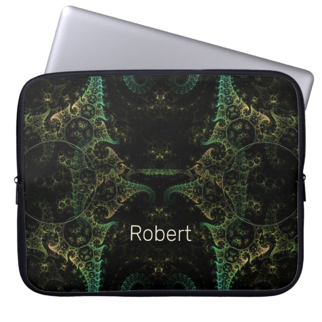 Abstract Fractal Monogrammed Laptop Sleeve (Front)