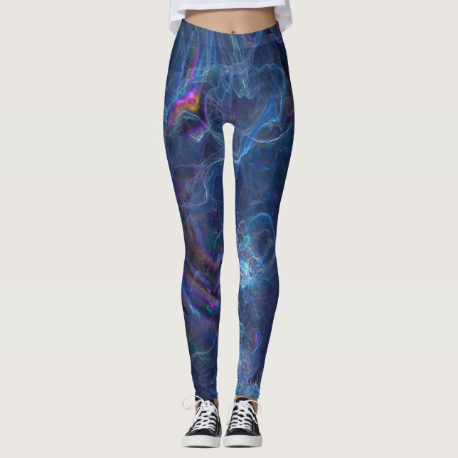 Abstract Fractal Nebula and Geometric Morph Leggings (Front)