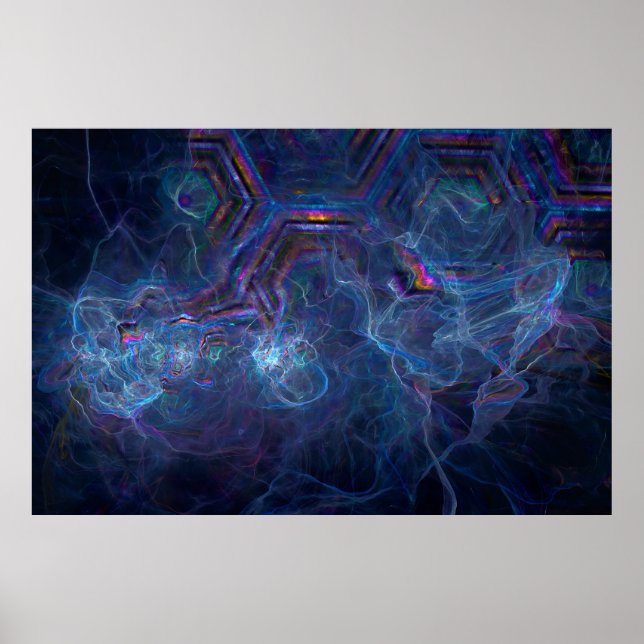 Abstract Fractal Nebula and Geometric Morph Poster (Front)