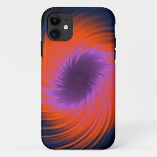 Abstract fractal pattern spiral purple and orange iPhone 11 case