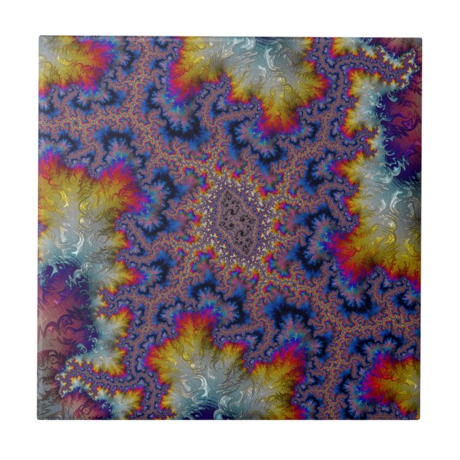 Abstract fractal patterns and shapes. Fractal Art Tile (Front)