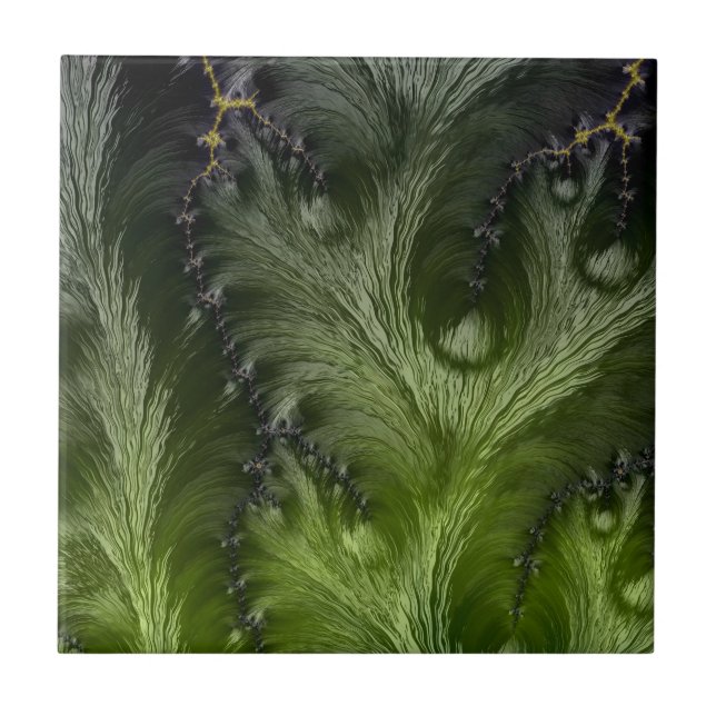 Abstract fractal patterns and shapes. Fractal Art Tile (Front)
