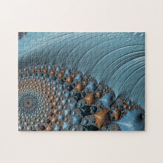 Abstract Fractal Southwestern Turquoise Jigsaw Puzzle (Horizontal)