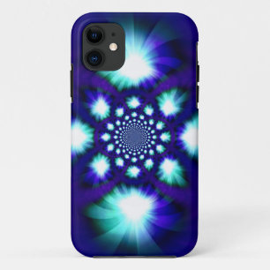 Abstract fractal spiral light blue iPhone 11 case