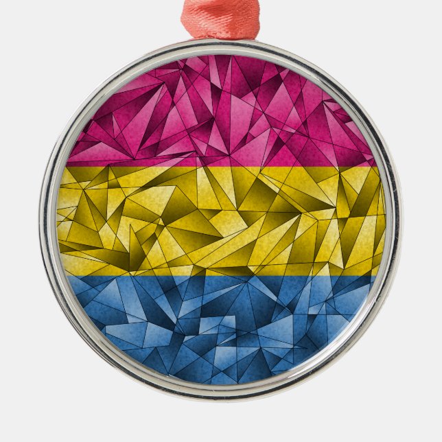 Abstract Fractal Triangles Pansexual Pride Flag Metal Tree Decoration (Front)