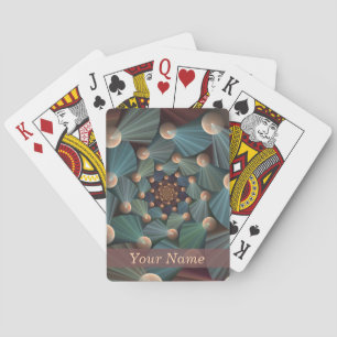 Abstract Fractal With Depth Brown Slate Blue Name Playing Cards