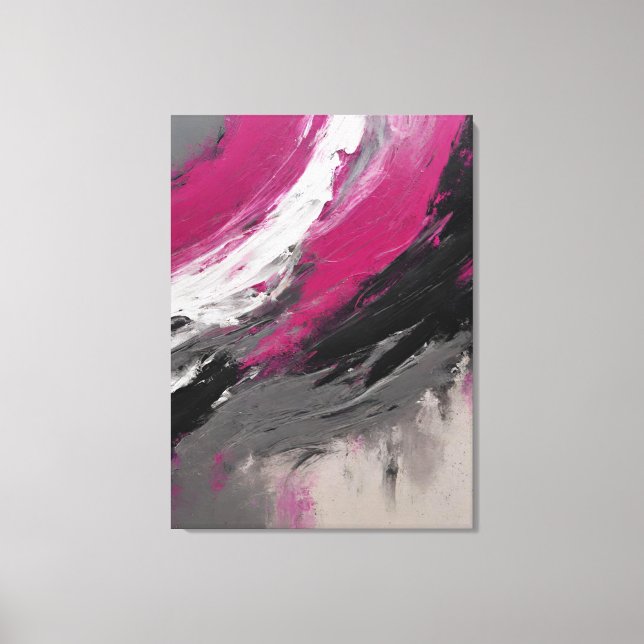 Abstract frame, beige, magenta, black, gray and pa canvas print (Front)