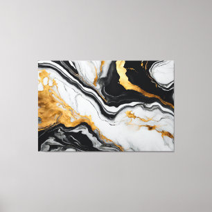 Abstract frame Black, white, golden Marble Canvas Print