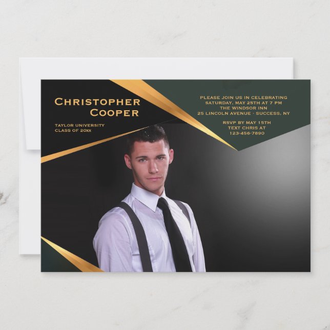 Abstract Frame Horizontal Photo Graduation Invite (Front)