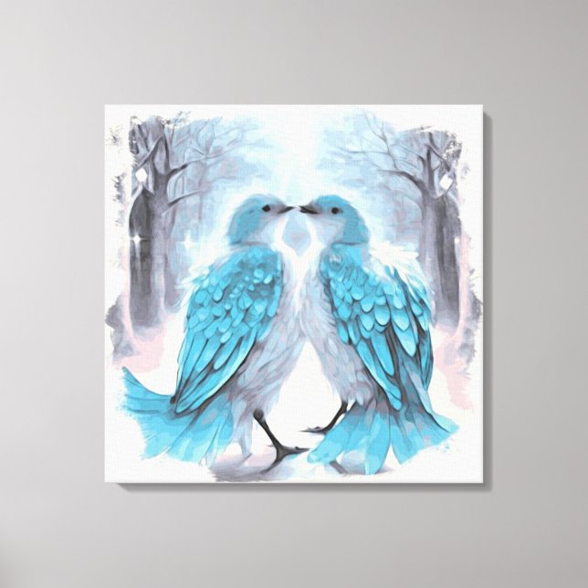 *~* Abstract frame Love Birds AP54 Art Winter Canvas Print (Front)