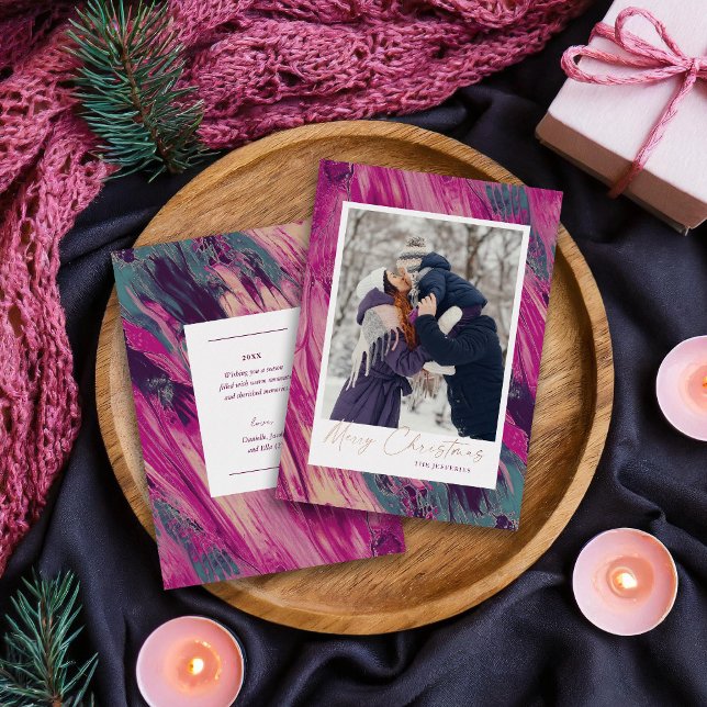 Abstract Frame Merry Christmas Photo Foil Holiday Card (Creator Uploaded)