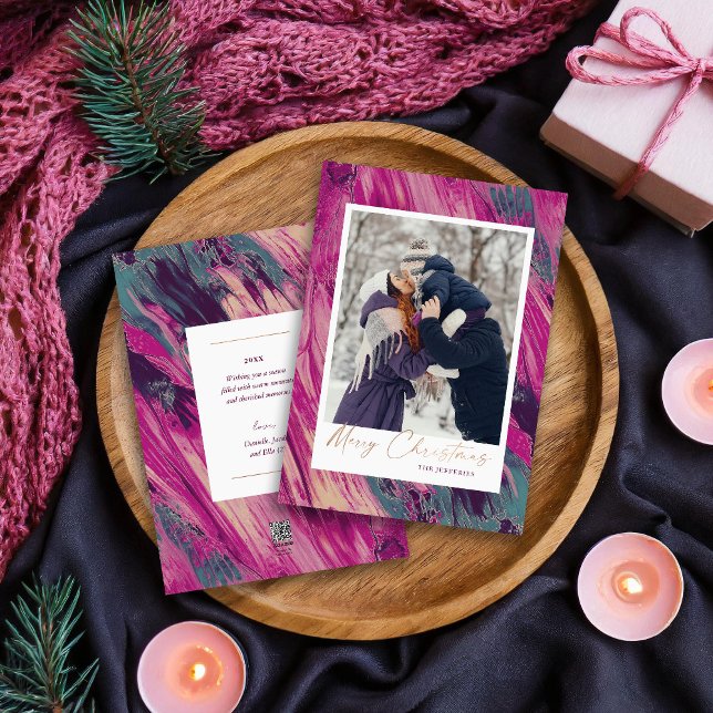 Abstract Frame Merry Christmas Photo Holiday Card (Creator Uploaded)