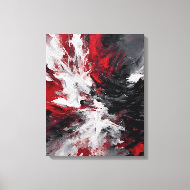 Abstract frame, red, black, gray and white canvas print (Front)