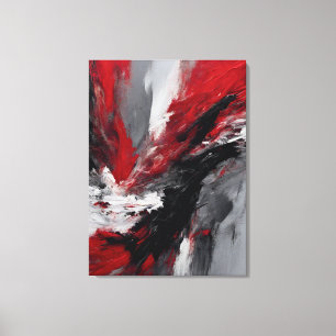 Abstract frame, red, gray, black and white canvas print