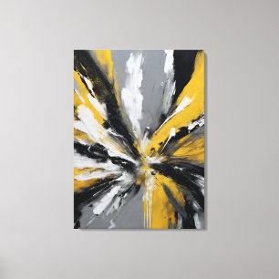 Abstract frame, yellow, black, gray and white canvas print