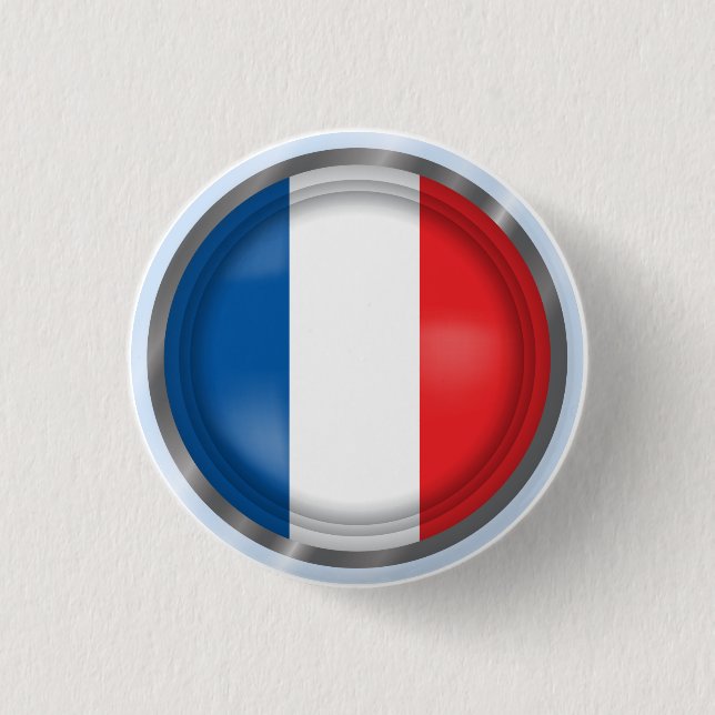 Abstract France Flag, French Colours Button (Front)