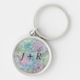 abstract free hand drawing from watercolor key ring