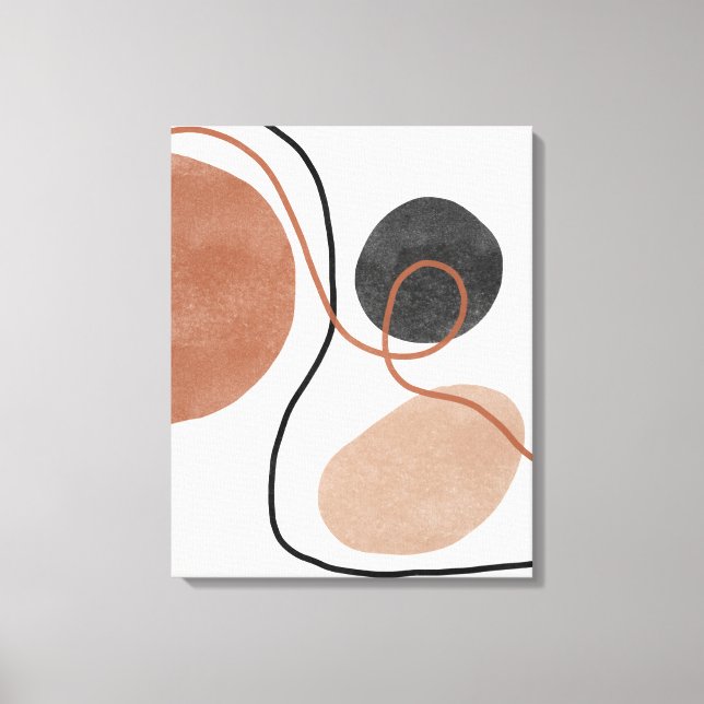Abstract Freeform Shapes - Brown and Black Canvas Print (Front)