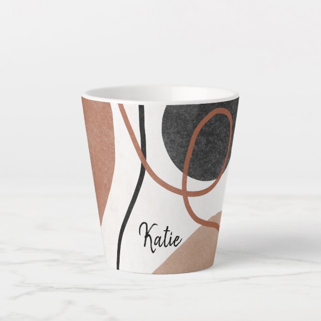Abstract Freeform Shapes - Brown and Black Latte Mug (Front)