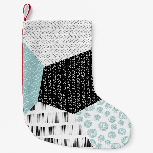 Abstract Freehand Drawing: Artistic Background. Small Christmas Stocking (Front)
