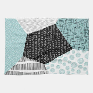 Abstract Freehand Drawing: Artistic Background. Tea Towel