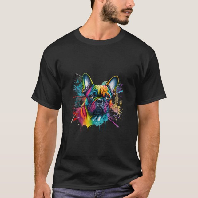 Abstract French Bulldog Art Adorable Dog Puppy Pai T-Shirt (Front)