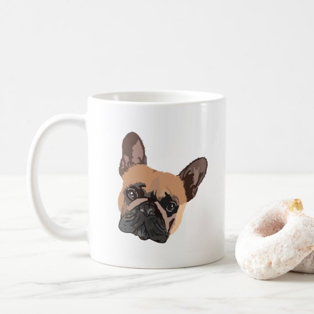 Abstract French Bulldog Coffee Mug (With Donut)
