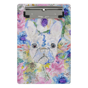 Abstract French bulldog floral watercolor paint Mini Clipboard