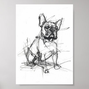 Abstract French Bulldog Sketch Poster