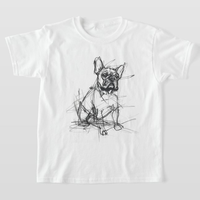 Abstract French Bulldog Sketch T-Shirt (Laydown)