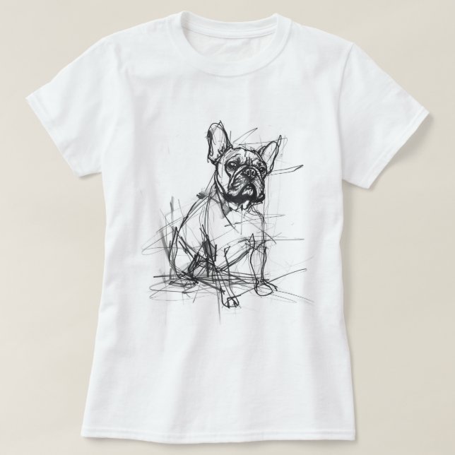 Abstract French Bulldog Sketch T-Shirt (Design Front)