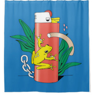 Abstract Frog Zippo Print Art   Cute Frog Lovers Shower Curtain