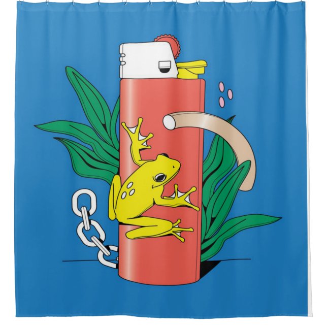 Abstract Frog Zippo Print Art | Cute Frog Lovers Shower Curtain (Front)