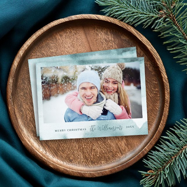 Abstract Frost Modern Christmas Photo Card (Creator Uploaded)