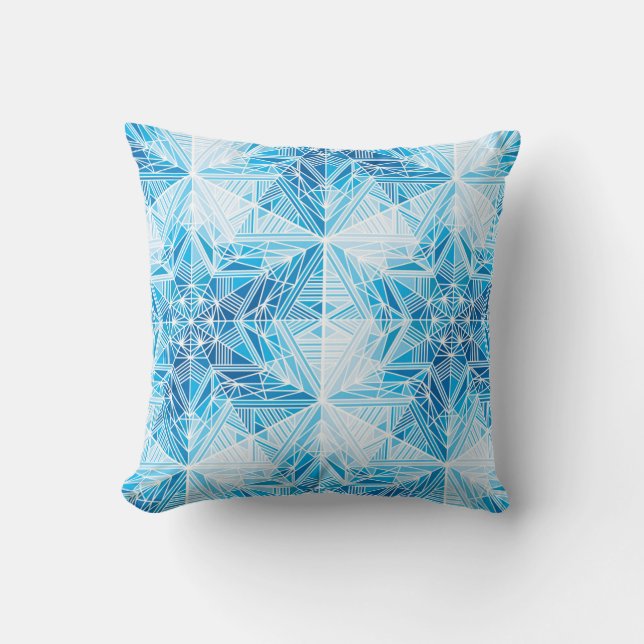 Abstract frozen star snowflakes seamless pattern cushion (Front)