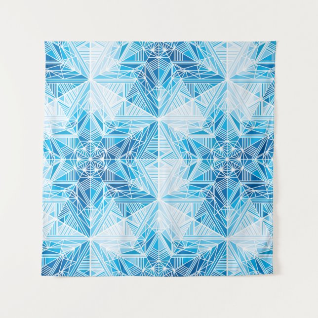Abstract frozen star snowflakes seamless pattern tapestry (Front)