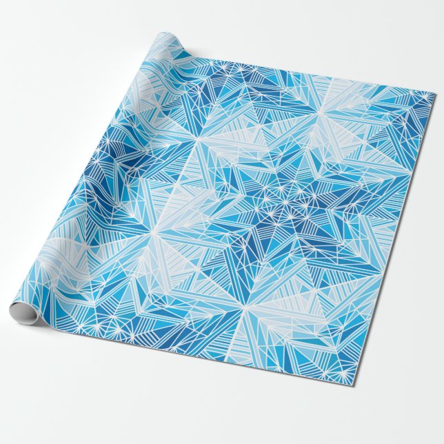Abstract frozen star snowflakes seamless pattern wrapping paper (Unrolled)