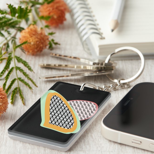 Abstract Fruit Papaya Dragonfruit Pattern   Key Ring (Front Right)