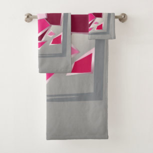 Abstract fuchsia flower bath towel set
