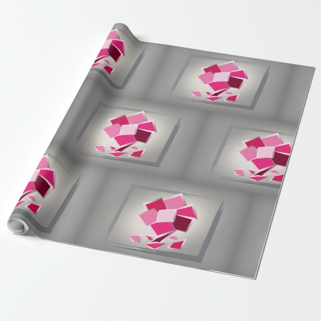 Abstract fuchsia flower wrapping paper (Unrolled)