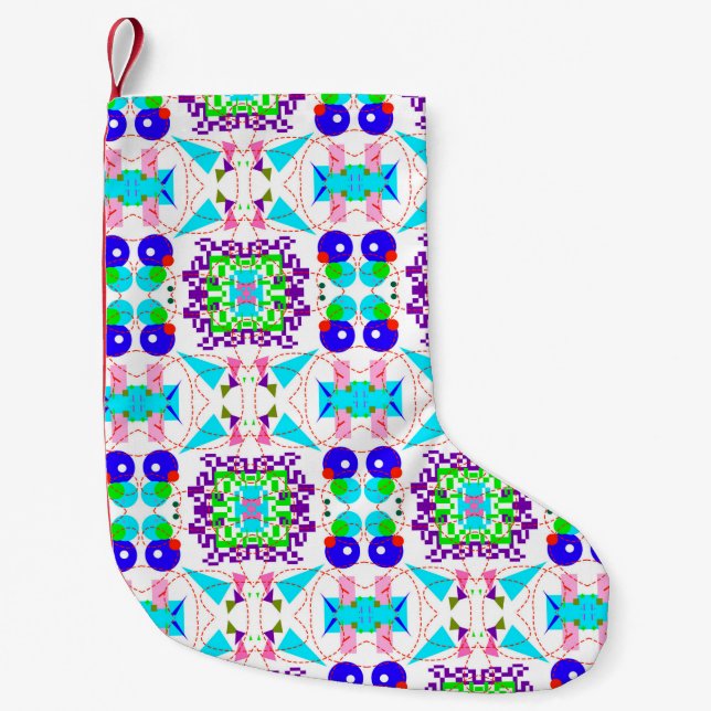Abstract fun background. Colour shapes pattern.abs Small Christmas Stocking (Front)