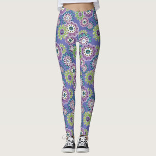 Abstract fun cartoon flowers floral kids scandinav leggings