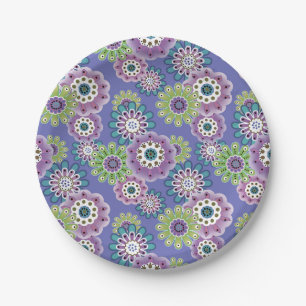Abstract fun cartoon flowers floral kids scandinav paper plate