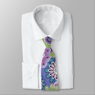 Abstract fun cartoon flowers floral kids scandinav tie